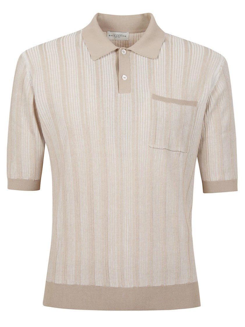 Ballantyne Stripe Short-Sleeve Cotton Polo Shirt