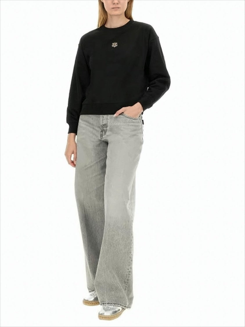 Kenzo Relaxed Fit Black Long-Sleeve Top With Embroidered Detail