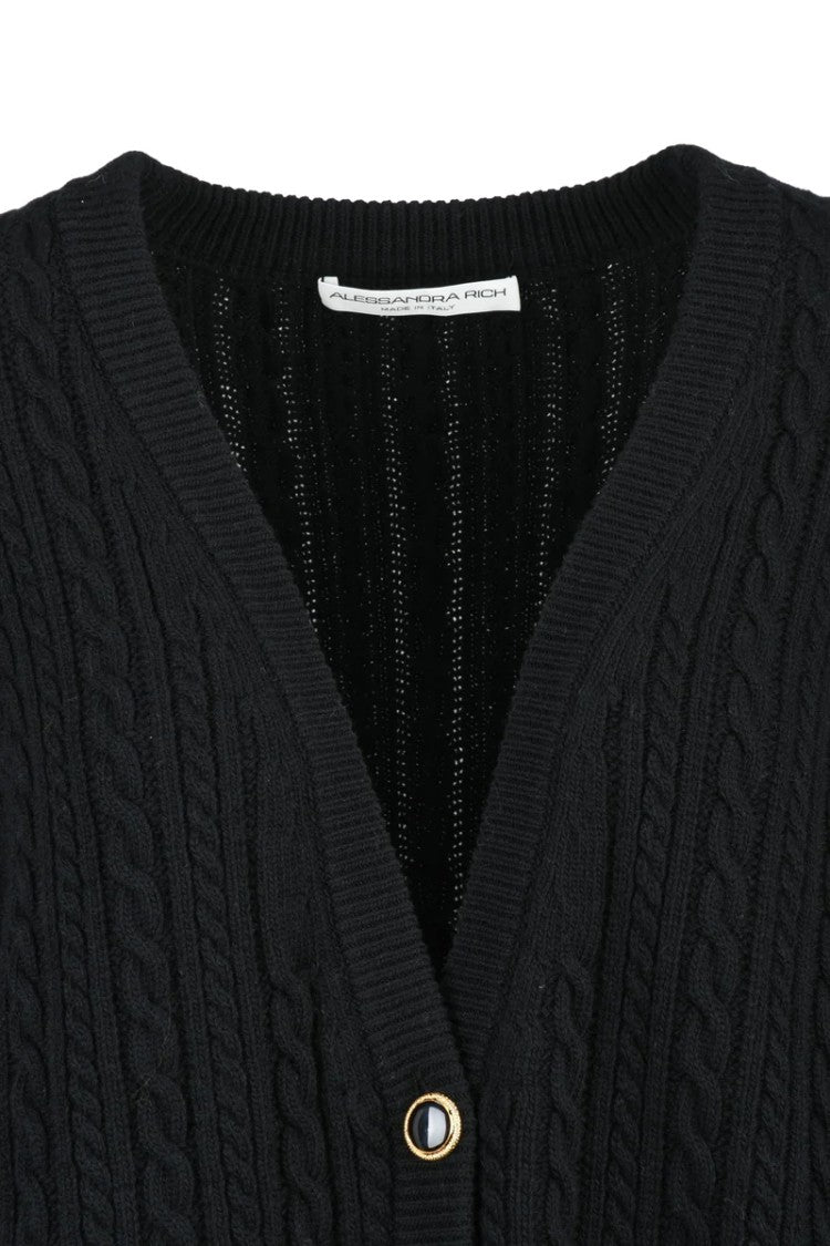 Alessandra Rich Wool Cardigan - Black