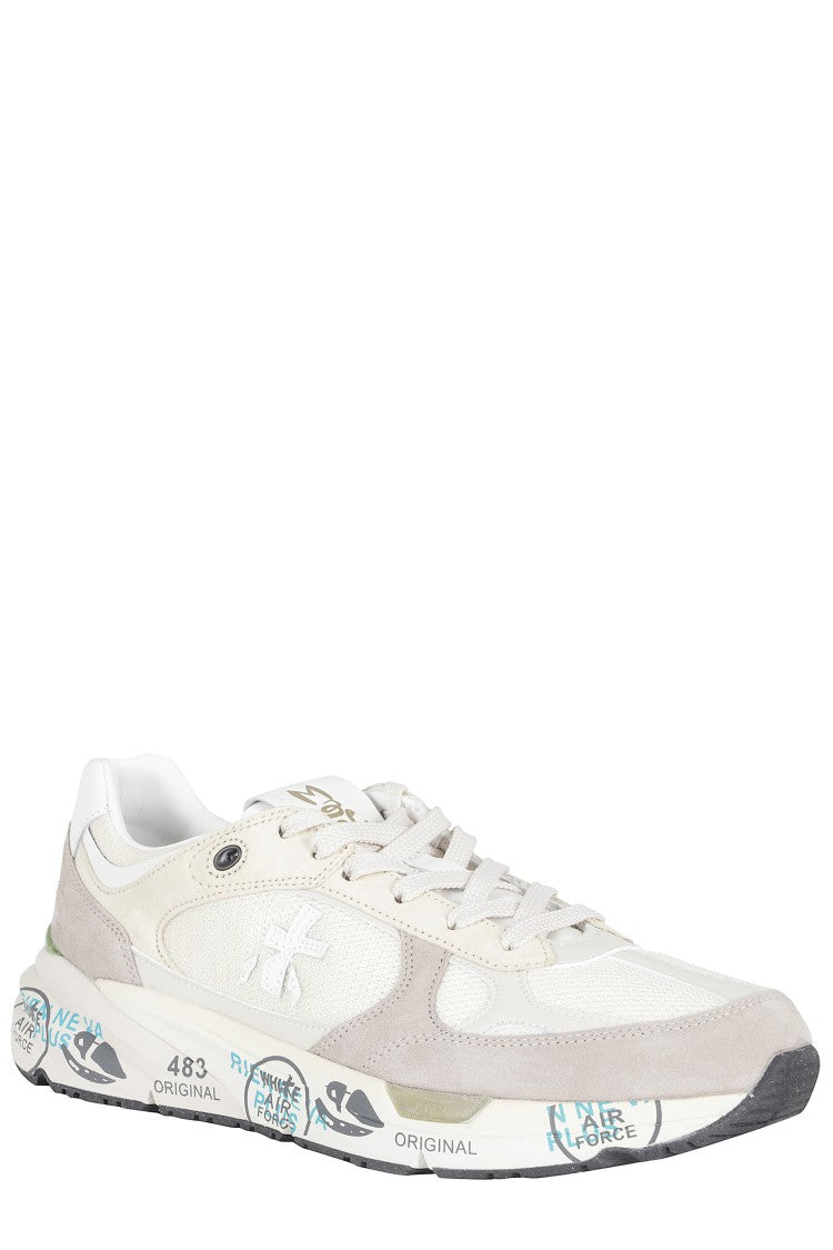 Premiata White Mase Iconic Side Design Leather Sneakers