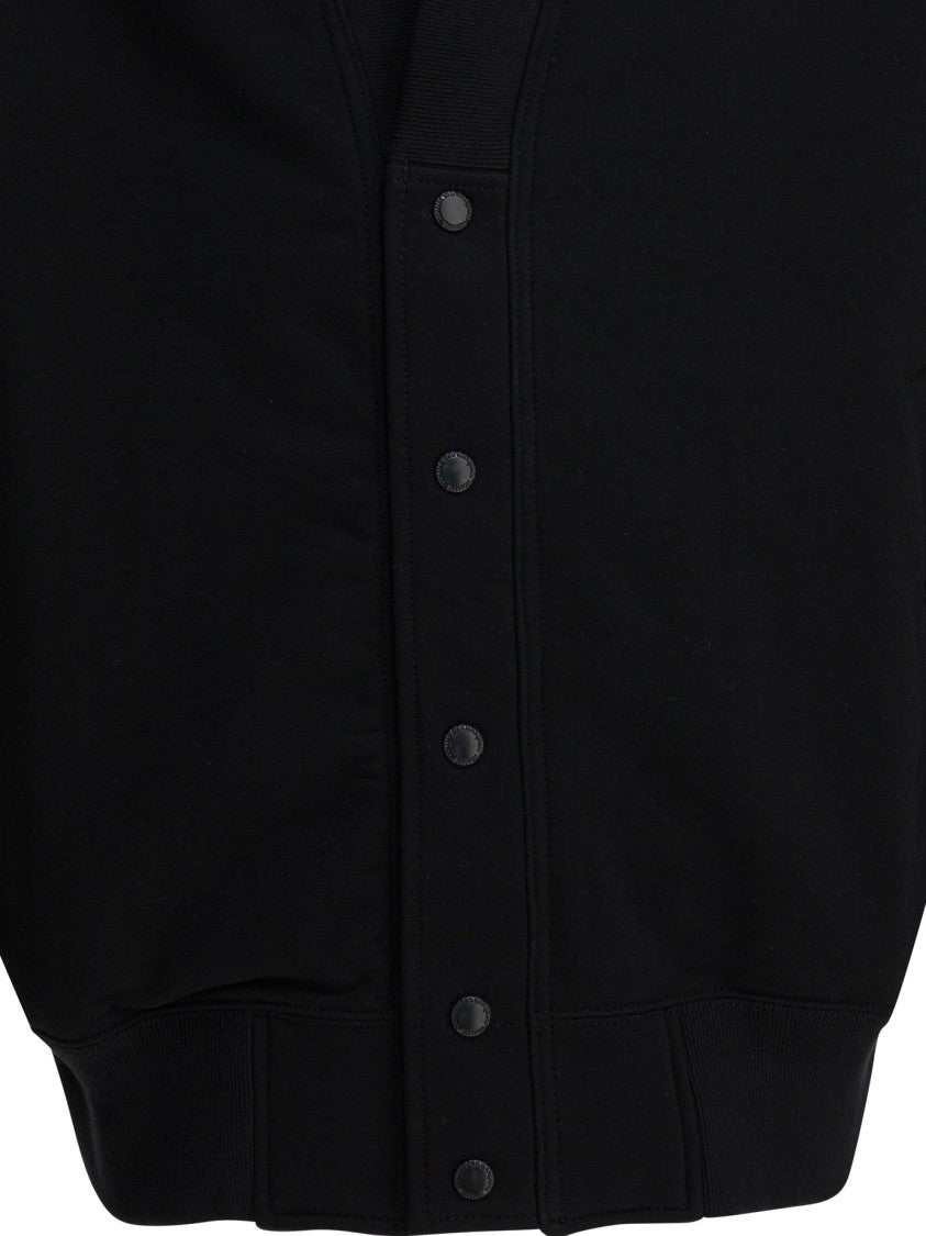 Comme Des Garçons Black Cotton Cardigan With Front Snap Closure And Technical Sleeve Pocket
