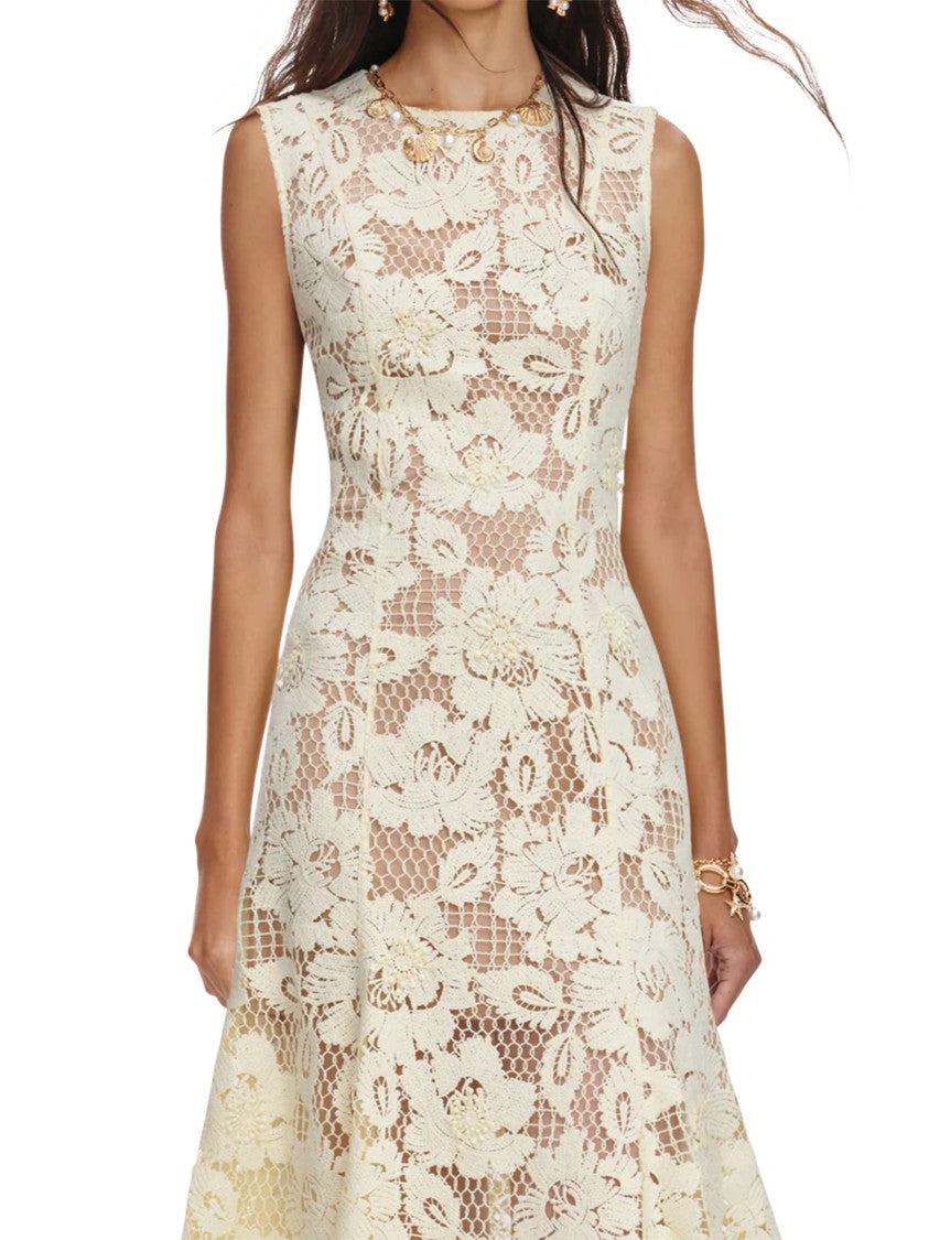 Self-Portrait Intricate Crochet Lace Mini Dress With Floral Pattern