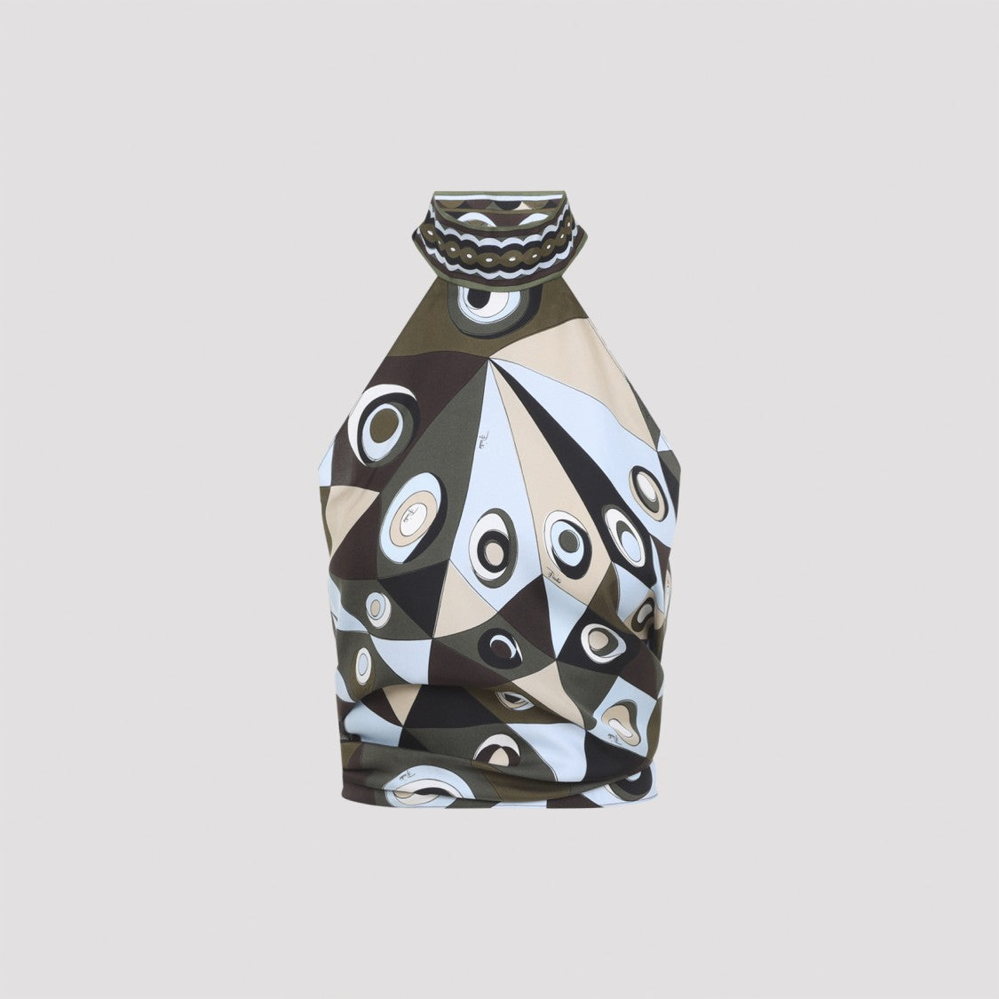Pucci Geometric Abstract Silk Top With High Neck
