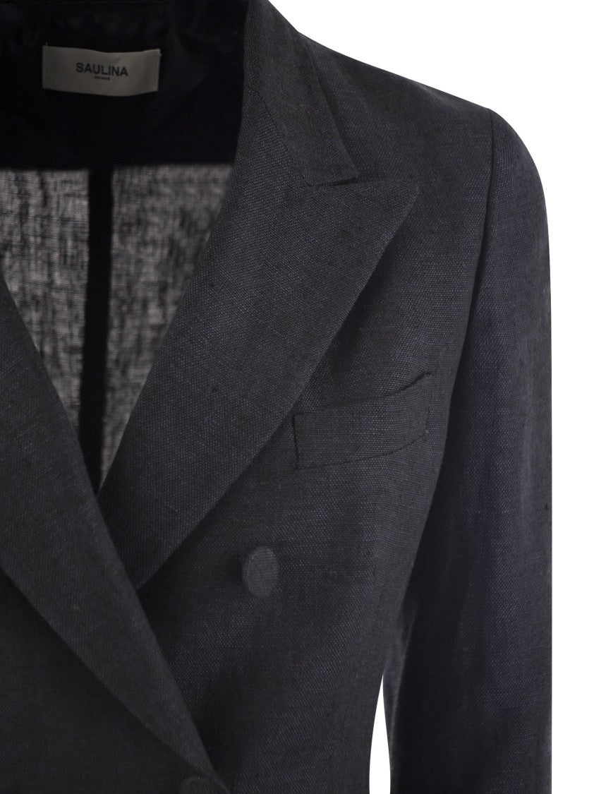 Saulina Anna - Double-Breasted Linen Jacket