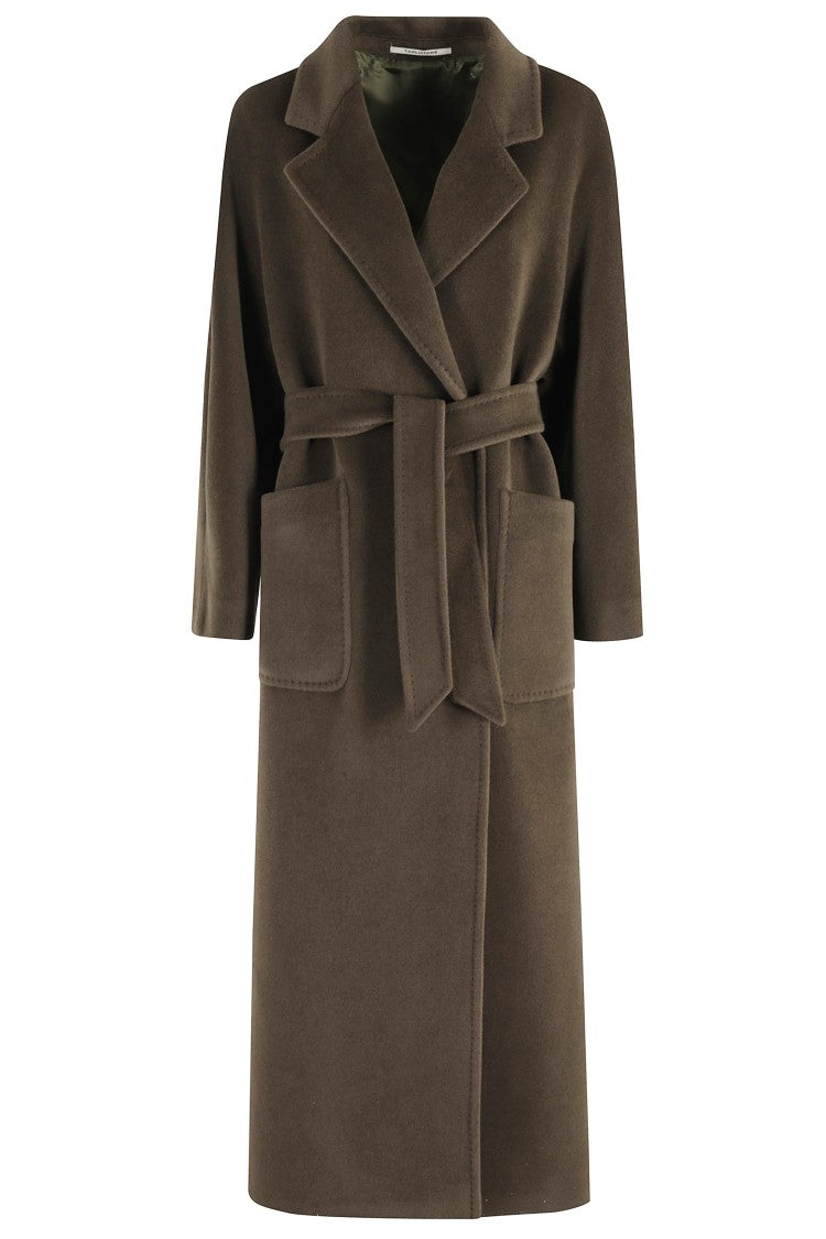 Tagliatore Mid-Length Wool Coat With Reverse Cowl Neckline