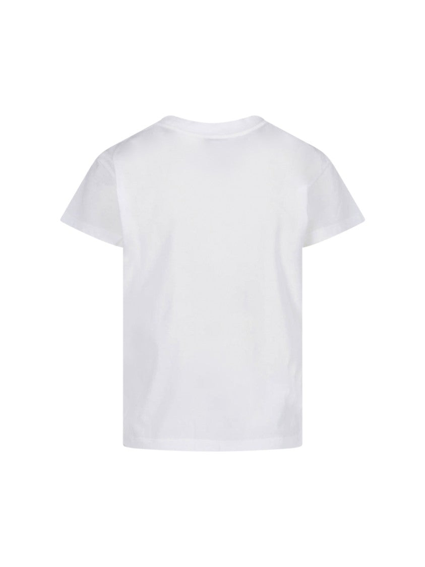 Mm6 By Maison Margiela White Minimalist Logo Stitch Cotton T-Shirt