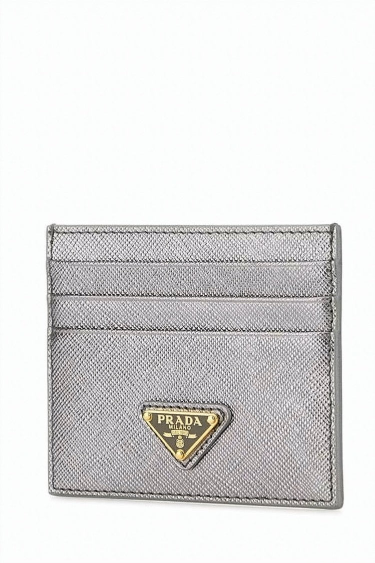 Prada Textured Silver Leather Cardholder