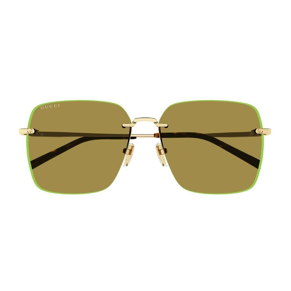Gucci Gg1955sa Institutional Logo Line Rimless Gold-Tone Oversized Square Sunglasses
