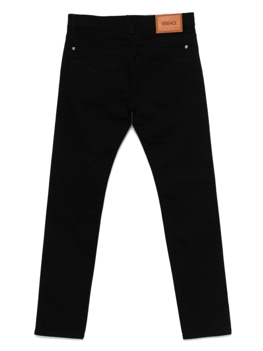 Versace Low-Rise Straight Leg Jeans With Medusa Plaque Detail