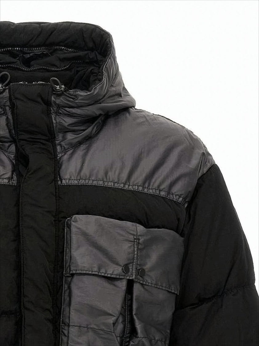 C.P. Company Quilted Black Padded Jacket With Hood And Chest Pocket