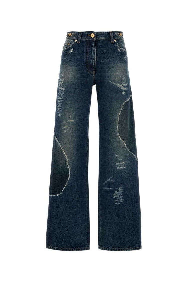 Versace Timeless Blue Straight-Leg Jeans With Classic Five-Pocket Design