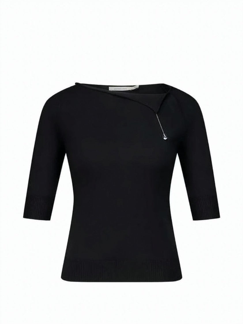 Paloma Wool White Fitted Asymmetrical Neckline Chain Top
