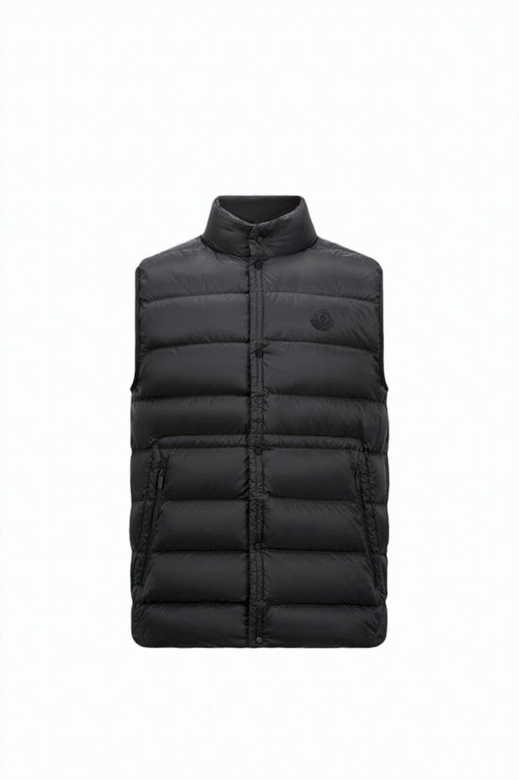 Moschino Padded Black Vest With Horizontal Quilting