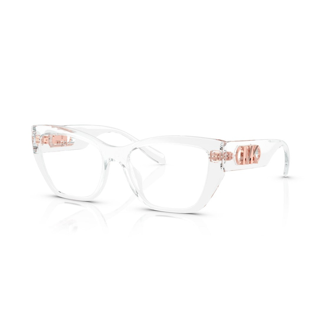 Michael Kors 0Mk4149u Transparent Cat-Eye Eyeglasses With Rose Gold Accents