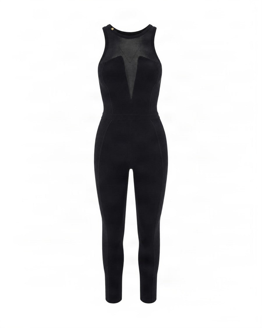 Elisabetta Franchi Sleeveless Olympic Neckline Knit Jumpsuit