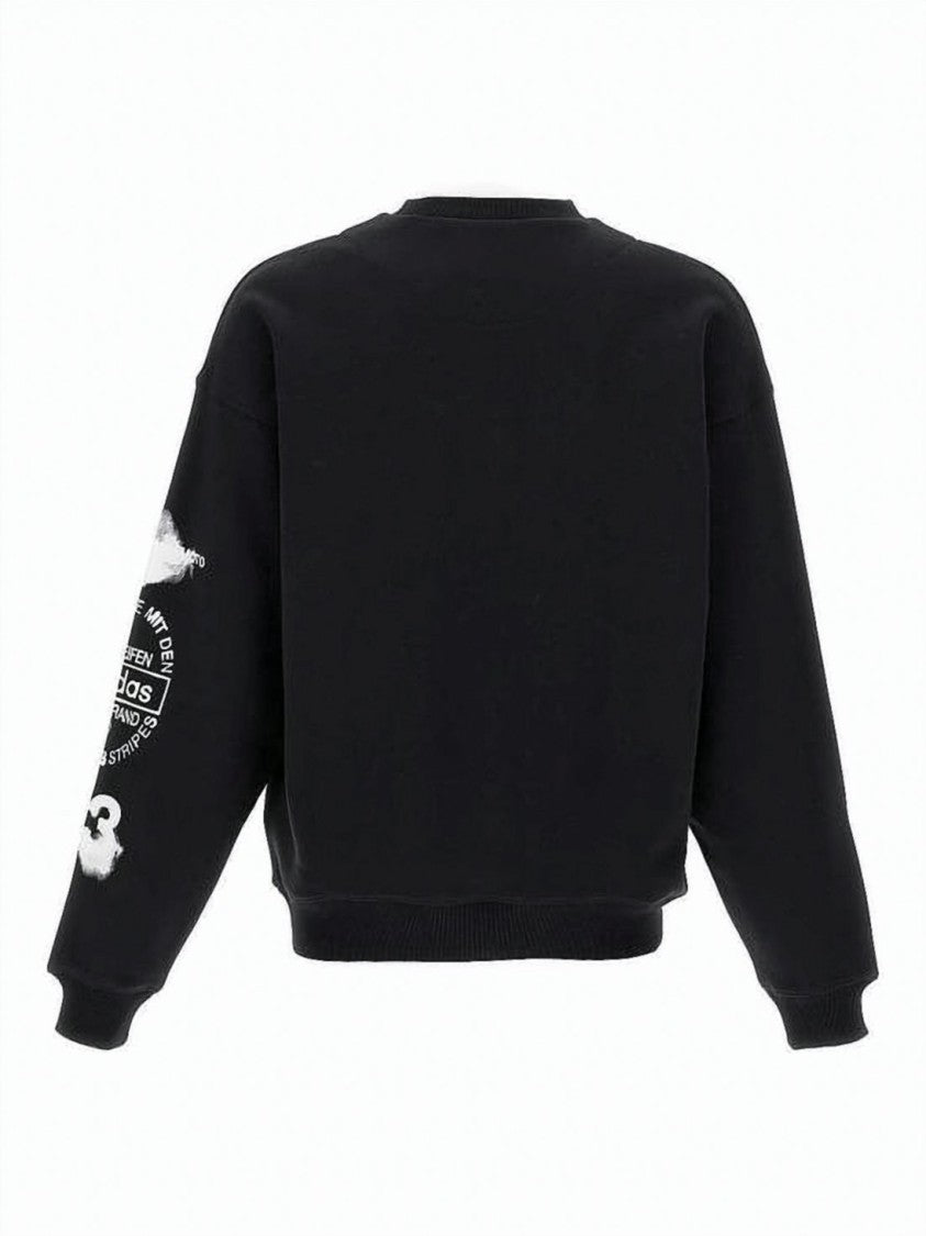 Y-3 Long-Sleeve Sweatshirt With Graphic Prints And Ribbed Cuffs