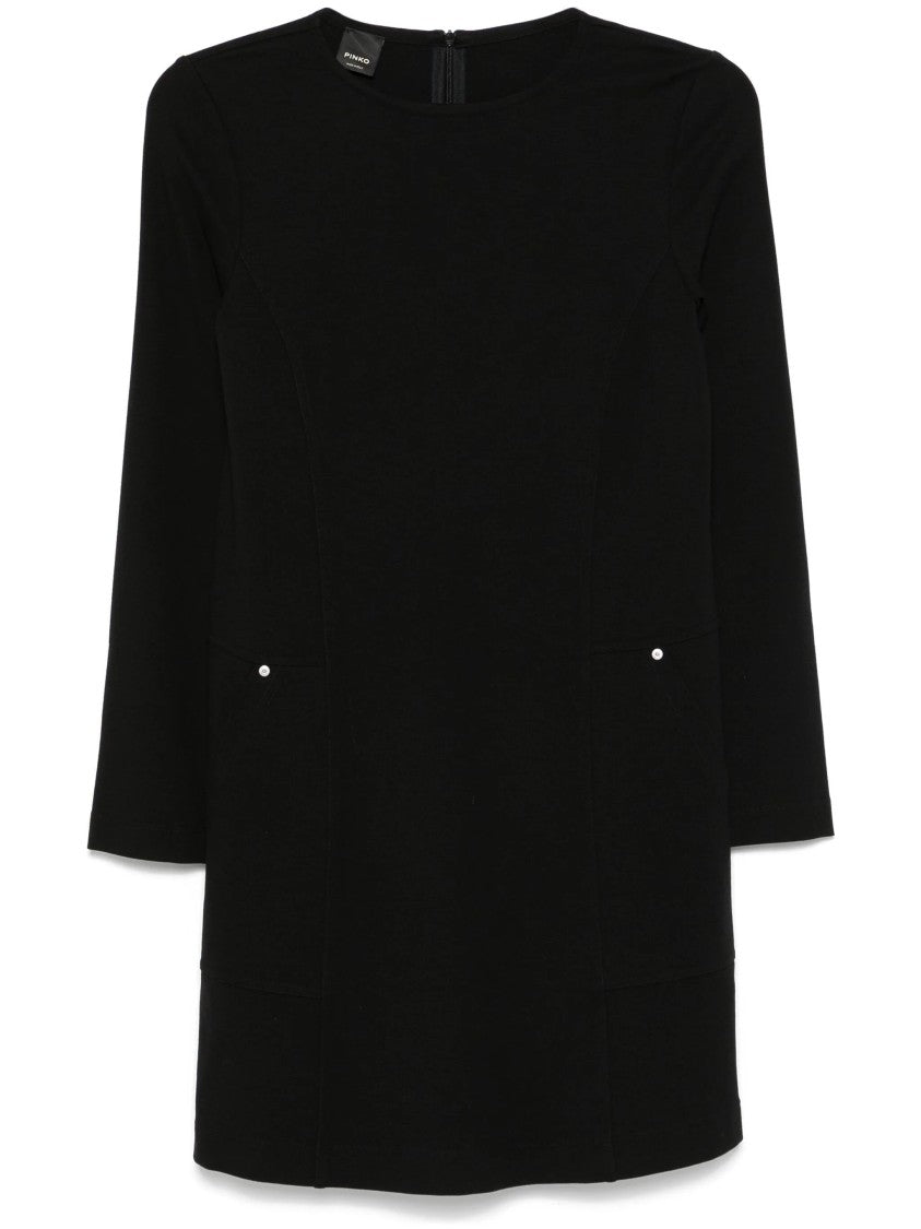Pinko Fitted Black Midi Dress With Subtle Embellishments