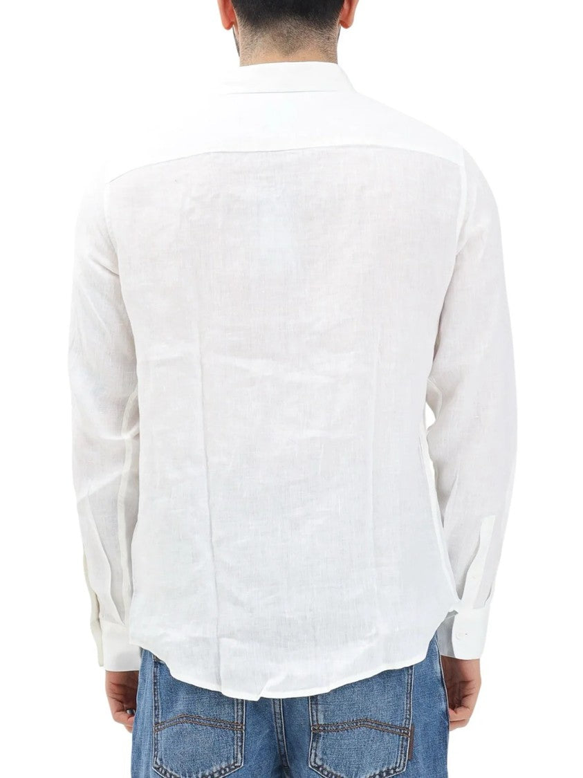 Armani Exchange White Minimalist Linen Shirt