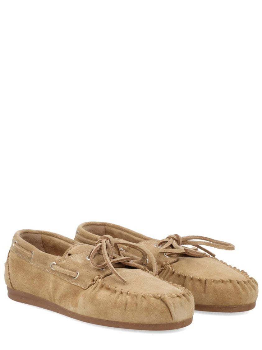 Alohas Tan Rowan Hand-Stitching Suede Loafers
