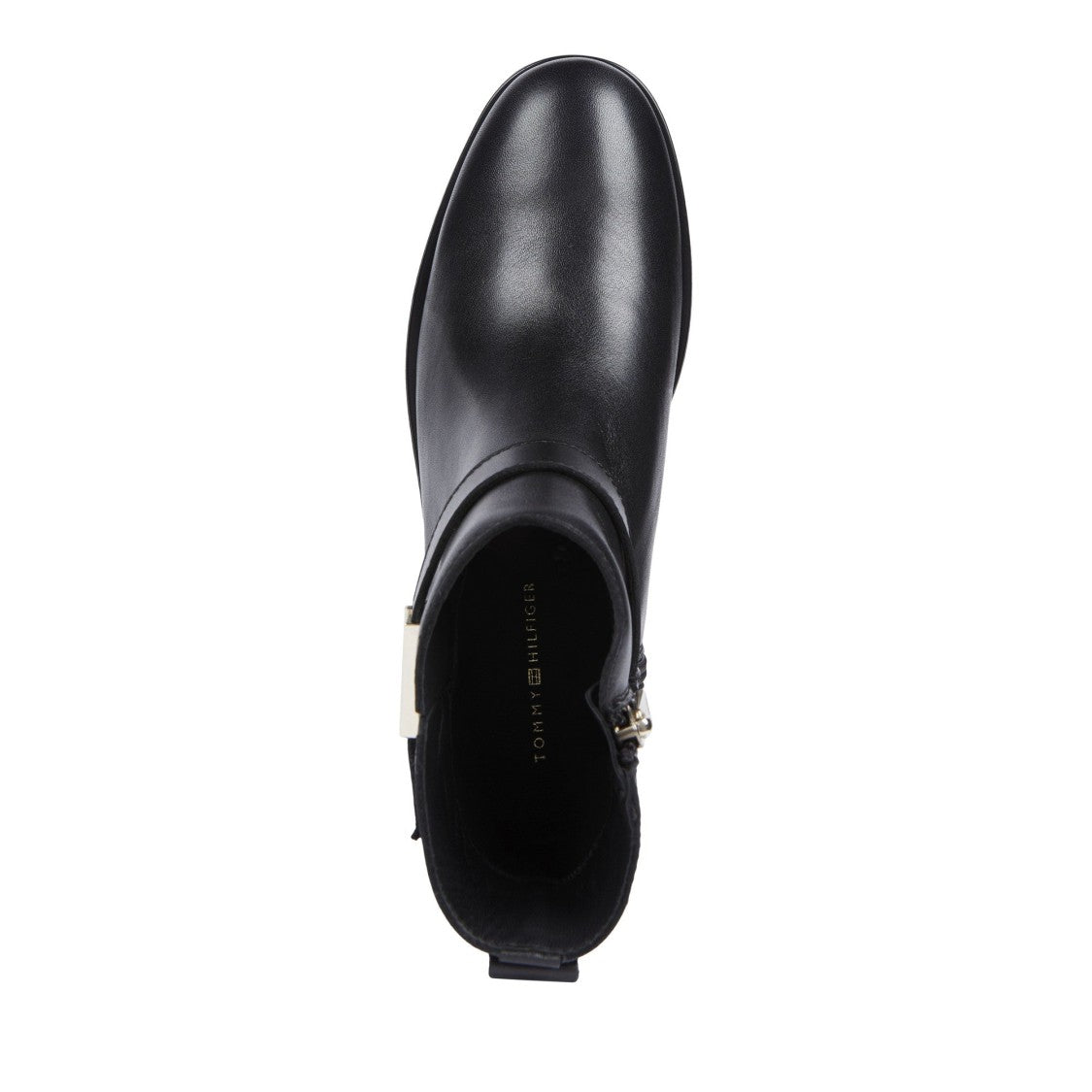 Tommy Hilfiger Black Leather Decorative Belt Boots