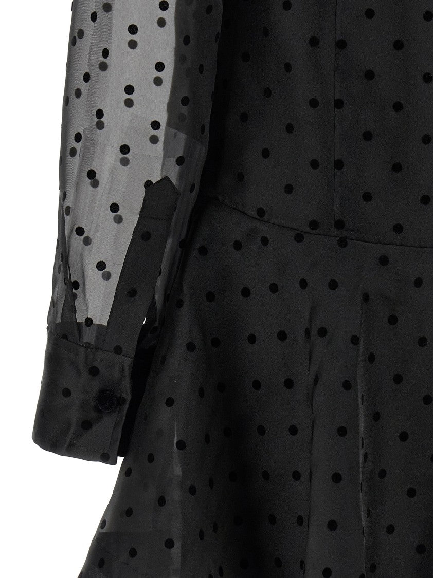 Ganni 'Black Organza Circle Collar' Dress