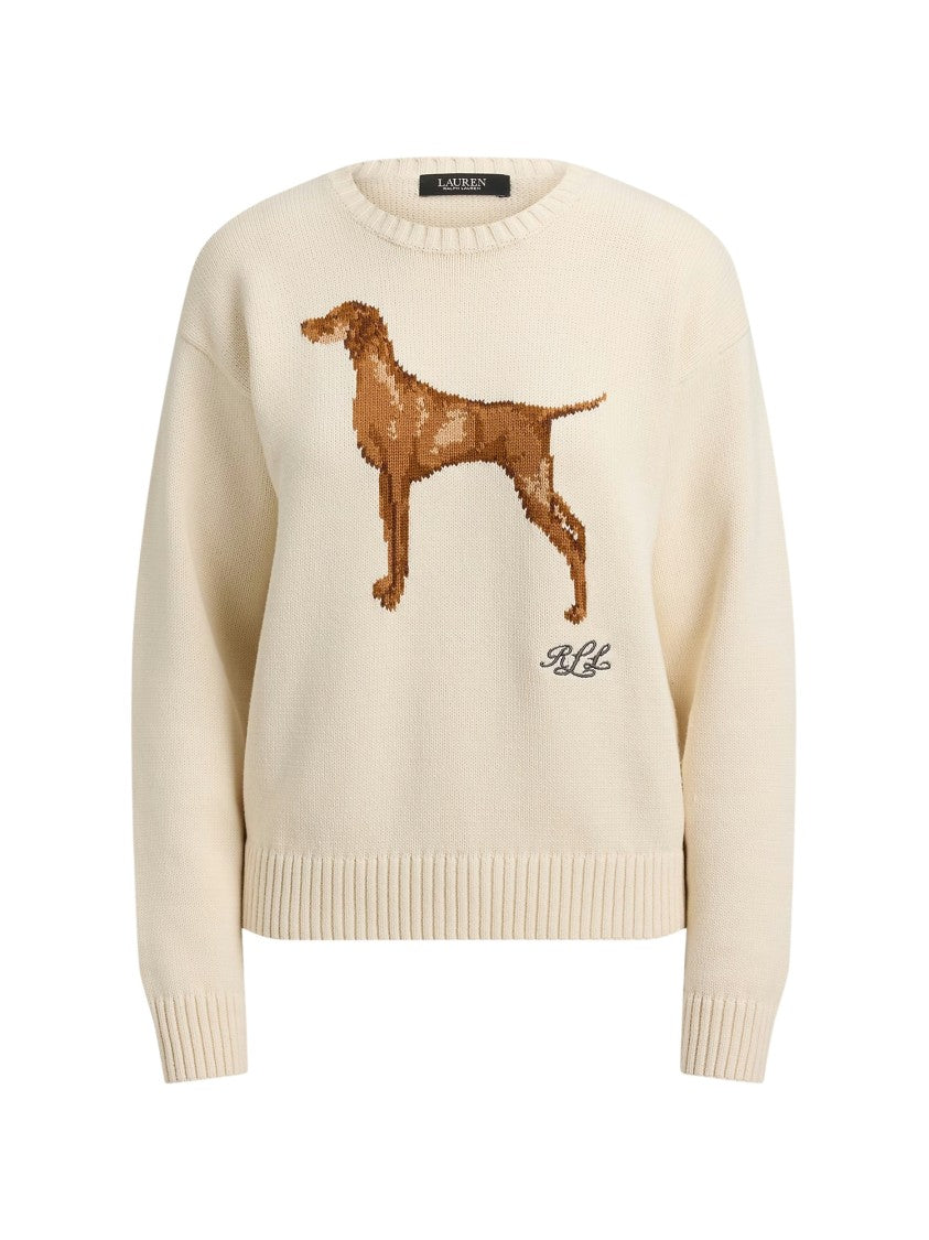 Lauren Ralph Lauren Pixelated Dog Graphic Relaxed-Fit Wool Sweater