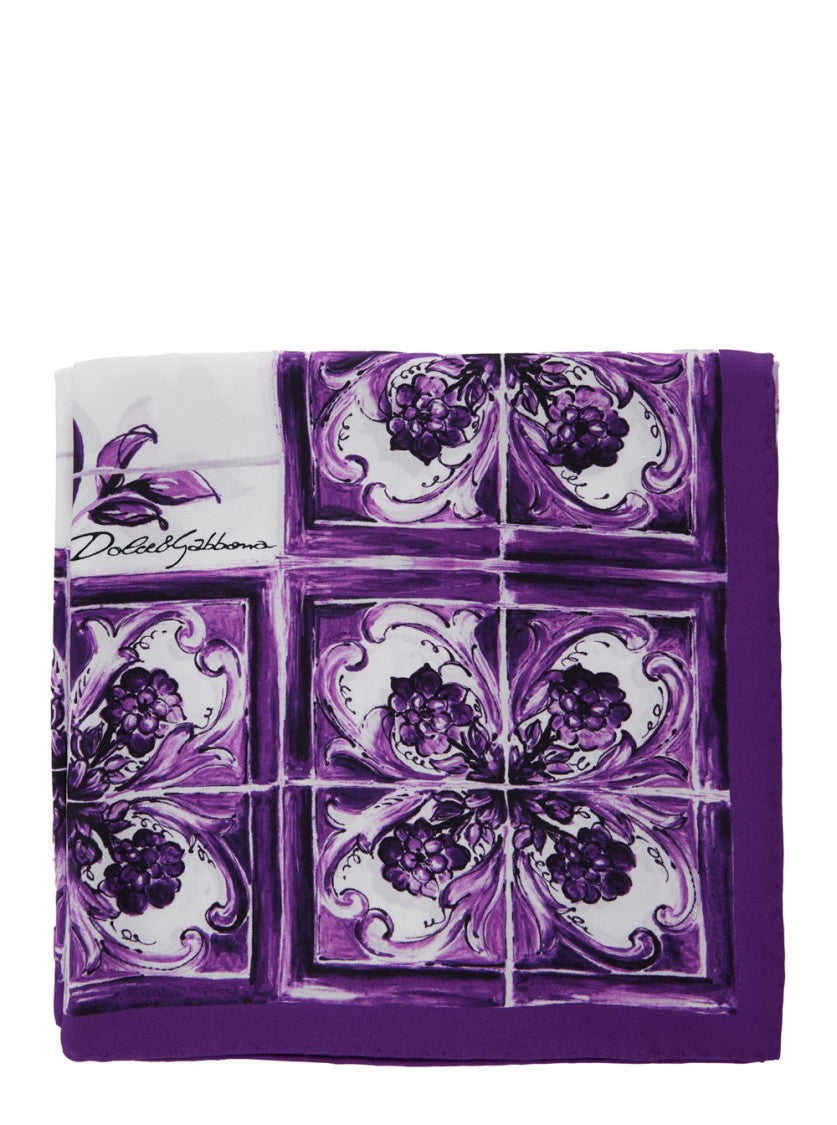 Dolce & Gabbana Intricate Floral And Geometric Silk Foulard 90X90