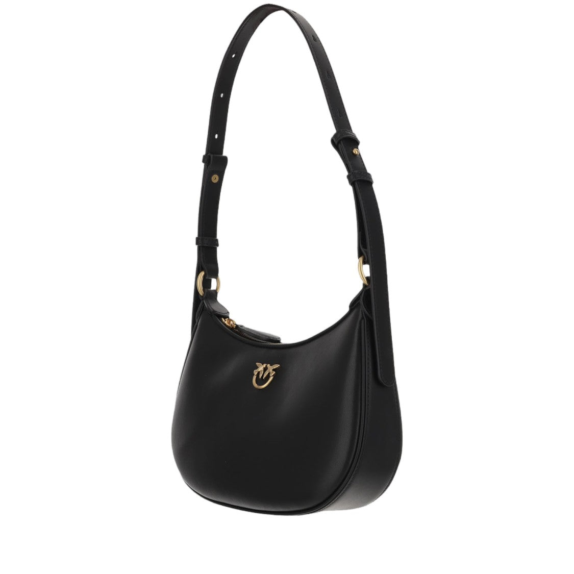 Pinko Black Simply Mini Love Half Moon Leather Shoulder Bag