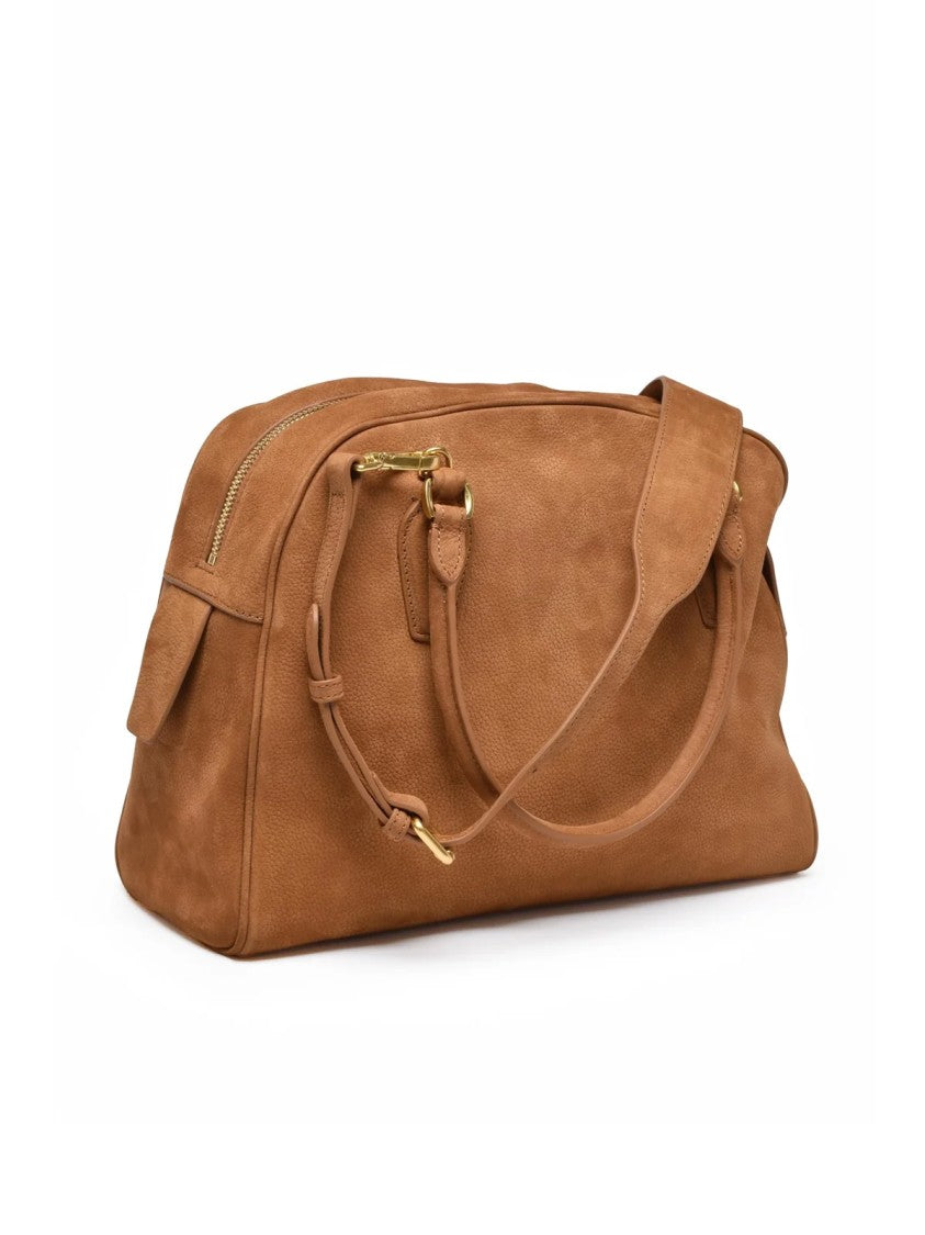 Ermanno Firenze Ermanno Firenze Anita Suede Handbag With Structured Design And Gold Accents