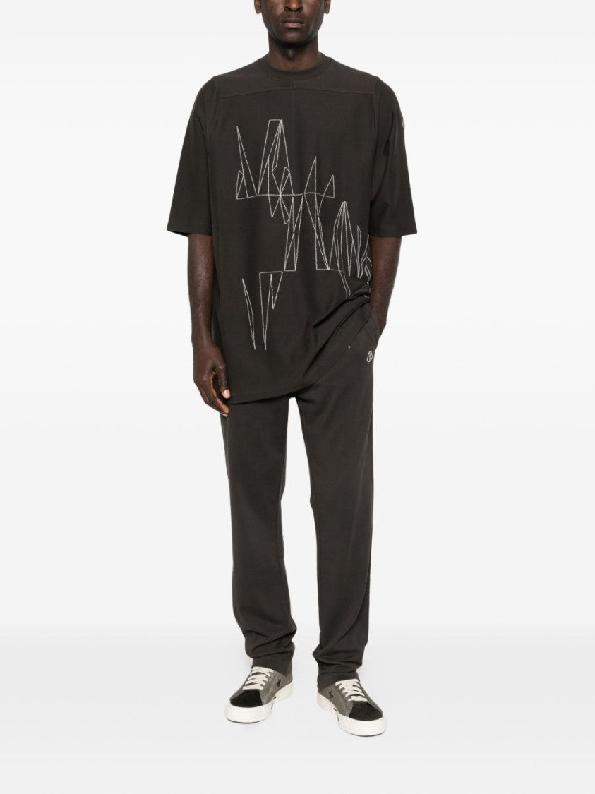 Rick Owens X Moncler Cotton T-Shirt With Abstract Graphic Pattern And Crew Neck Design