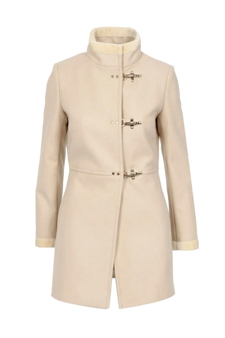 Fay Beige Hook Closure Virgin Wool-Blend Coat
