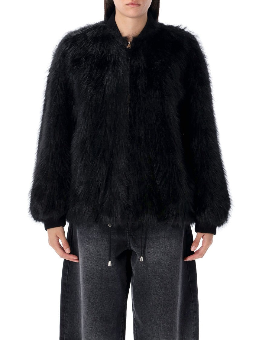Sword Eco-Fur Bomber Jacket With Adjustable Drawstring