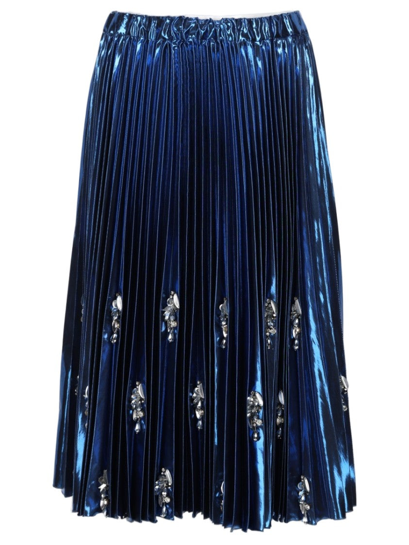 N°21 Metallic Pleated Skirt With Embellishments And Structured Silhouette