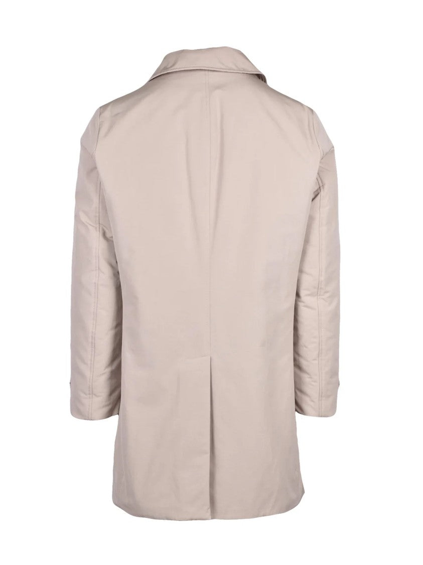 Aspesi Mid-Length Beige Raincoat With Quilted Interior And Button Closure