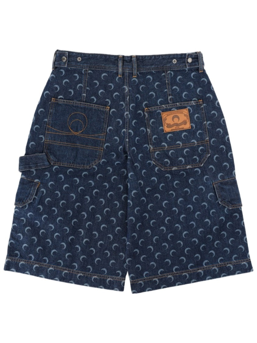 Marine Serre Crescent Moon Repeating Pattern Cargo Shorts