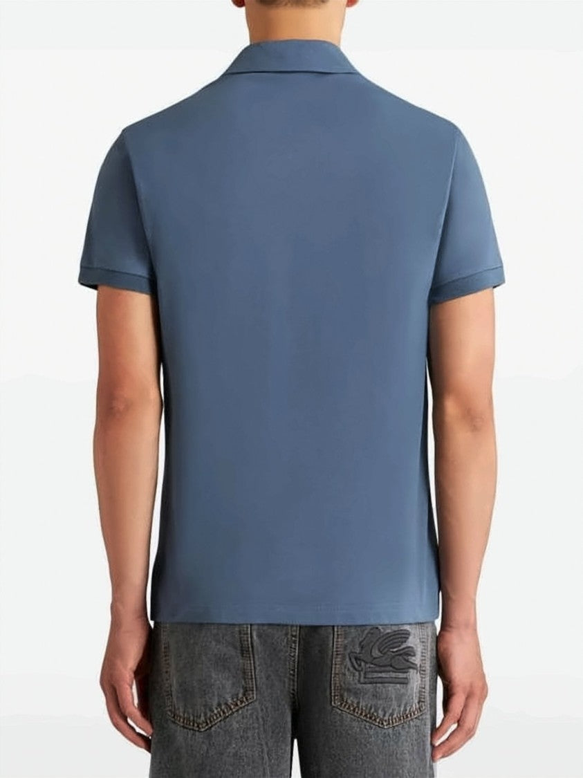 Etro Textured Cotton Polo Shirt With Contrasting Inner Collar Detail