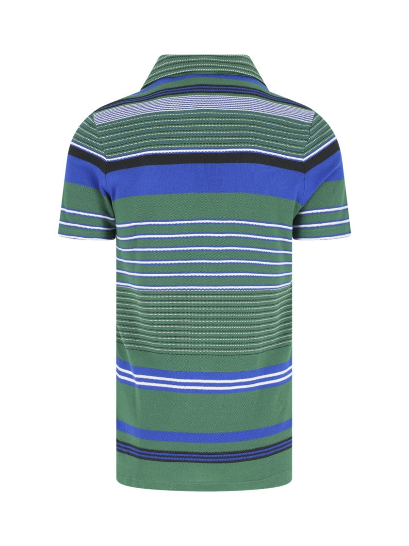 Lacoste Green Piqué Cotton Bold Stripe Polo