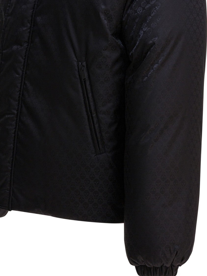 Alexander Mcqueen Black Padded Jacket With High Collar And Concealed Zip Closure