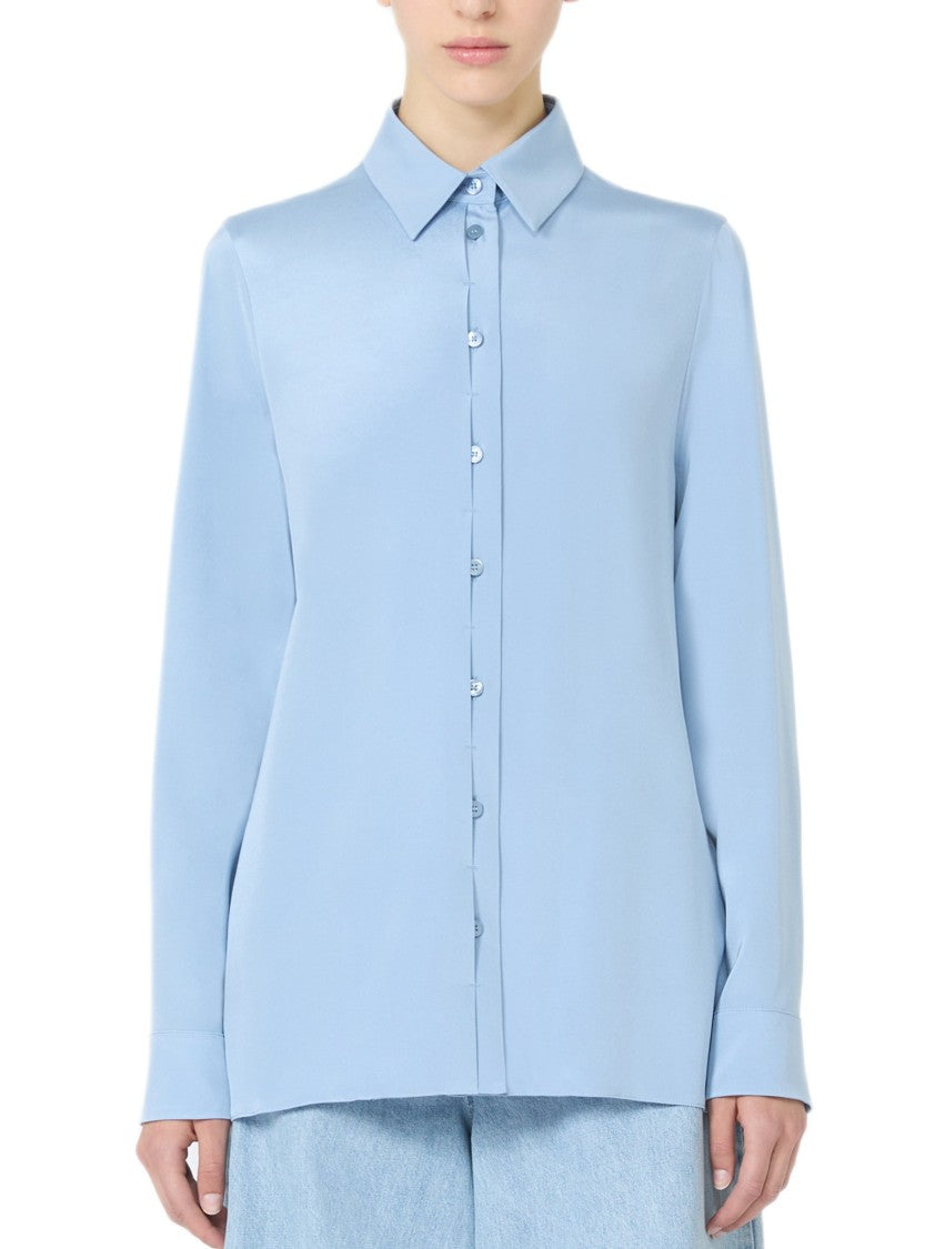 Max Mara Stretch Silk Cady Shirt With Mother-Of-Pearl Buttons