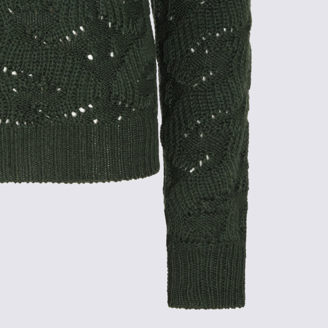 Etro Open-Knit Black Sweater With Floral Design And Ribbed Accents