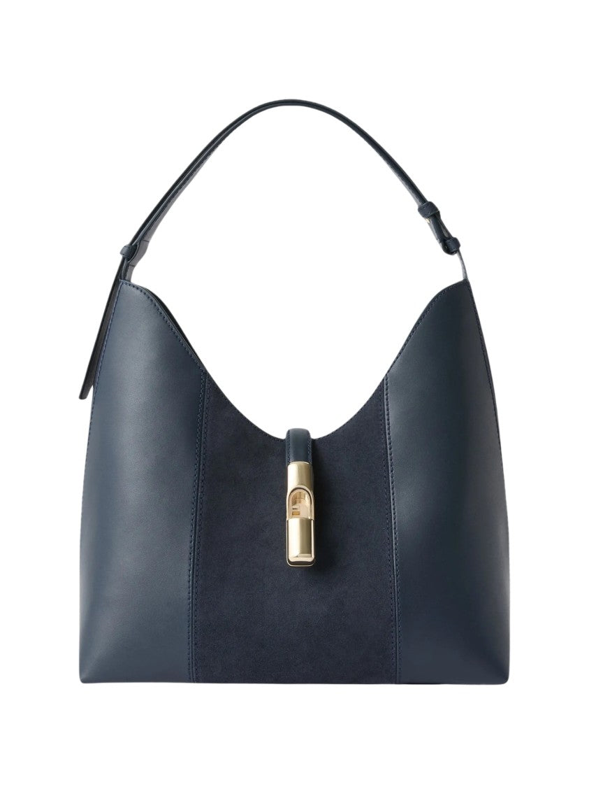 Furla Goccia M Hobo Navy Blue Calf Leather Hobo Bag