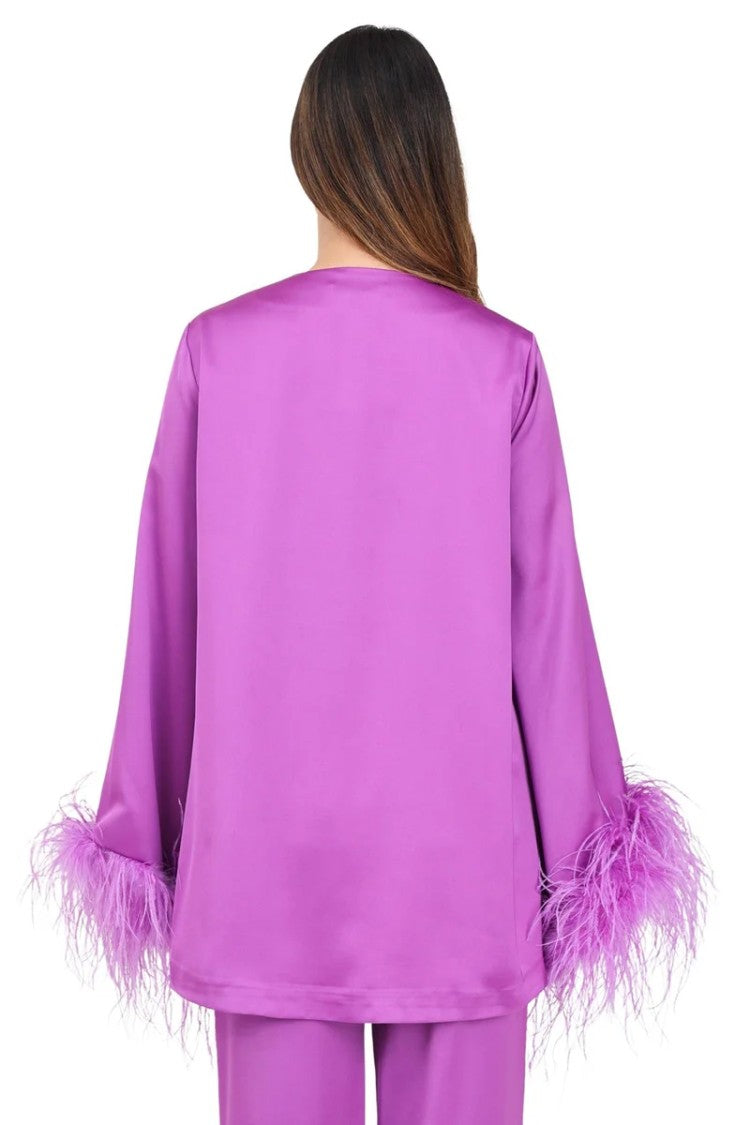 Alma Sanchez Long Satin Blouse - Purple