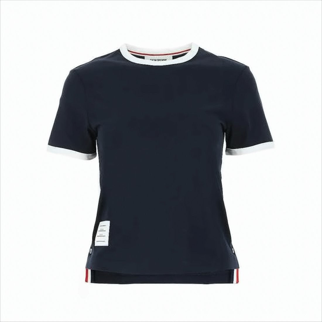Thom Browne Short-Sleeved Black T-Shirt With Contrasting Trim