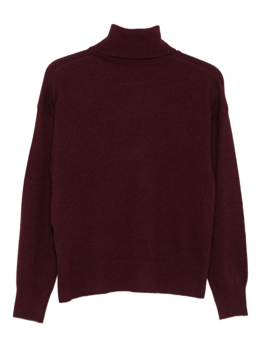 Woolrich Bordeaux Knit Sweater With High Neckline
