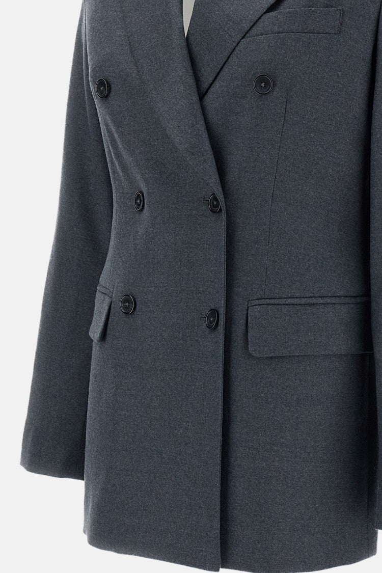 Barena Grey Mimi Double-Breasted Stretch Wool Flannel Blazer