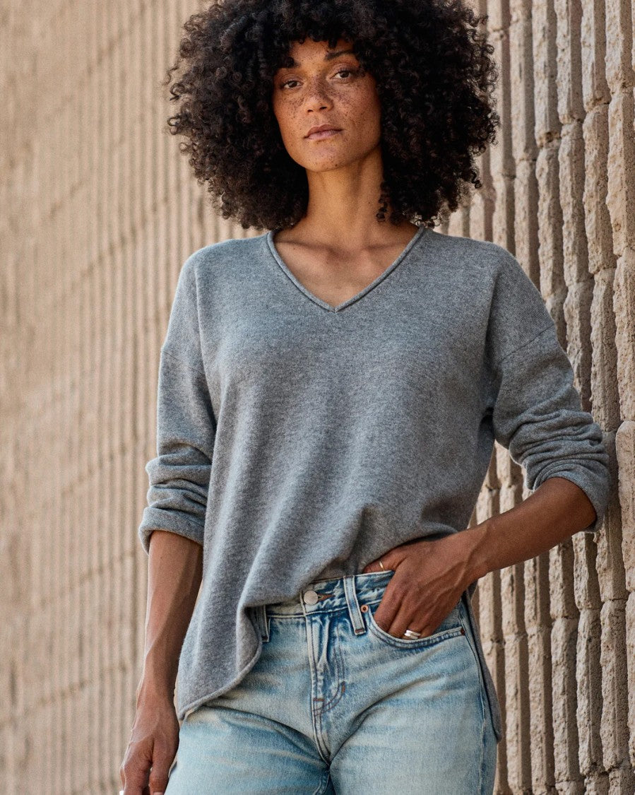 Outerknown Relaxed V-Neck Sweater With Drop Shoulders