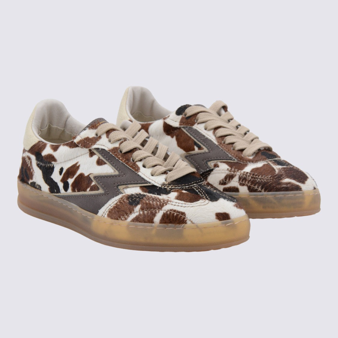 Moaconcept Multicolor Sneakers From Moaconcept Featuring Round Toe, Laces Fastening, Leather Sole And Animal Print.