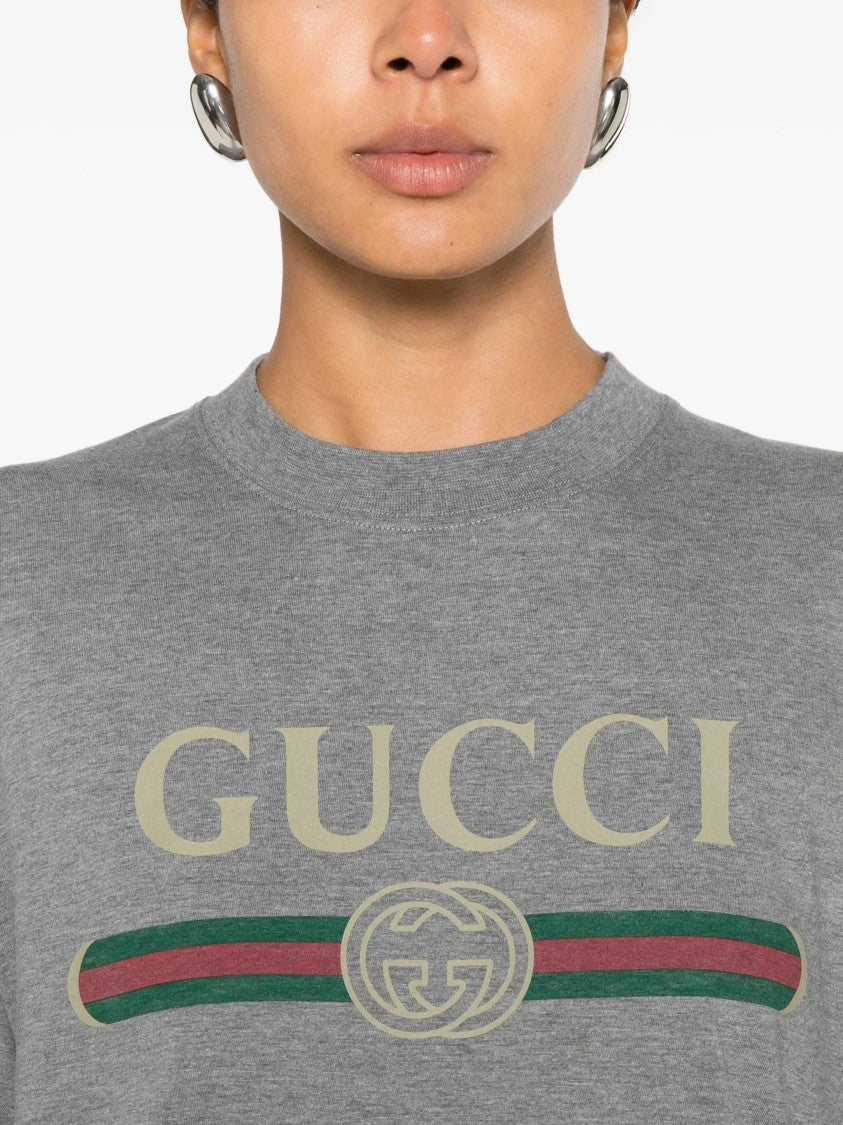 Gucci Crewneck Logo Stripe Relaxed T-Shirt