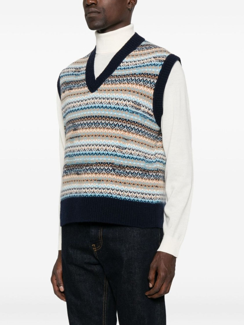 Daniele Fiesoli Multicolour Striped Wool Sweater Vest