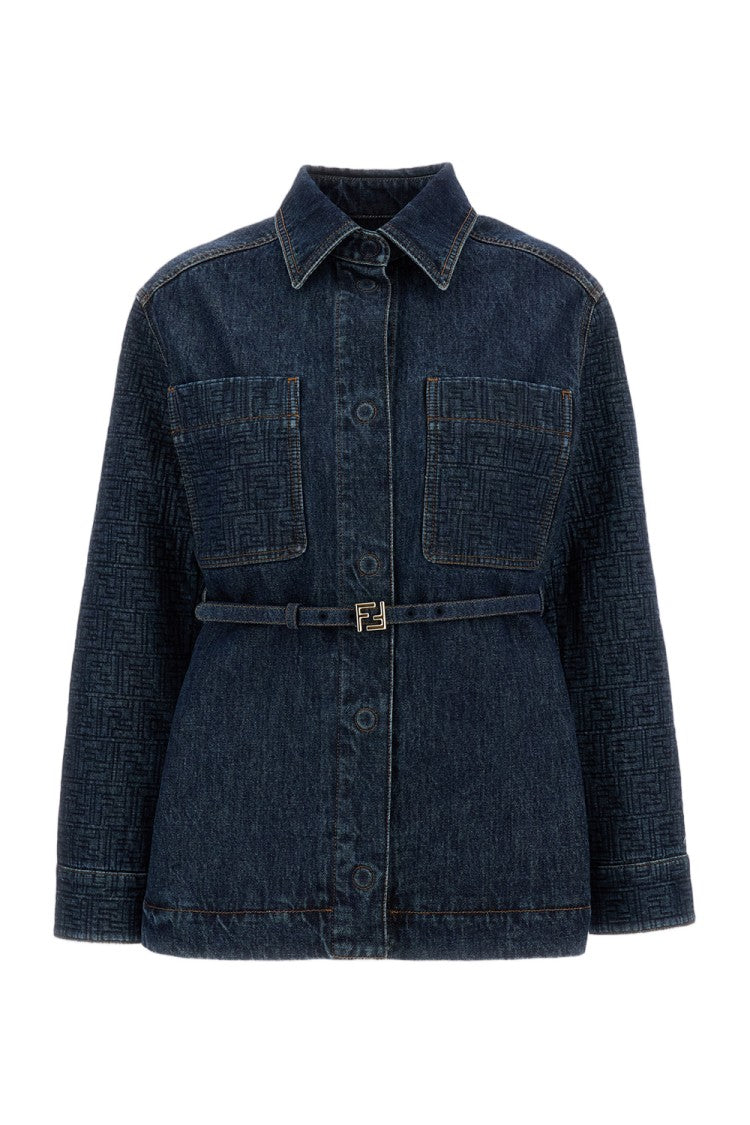 Fendi Single-Breasted Quilted Denim Jacket